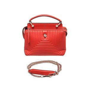 Fendi Red Leather Dotcom Click Top Shoulder Bag